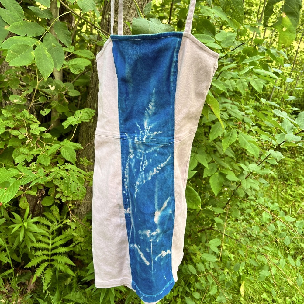 H&M Denim Dress Hand Printed